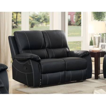 Greeley Double Reclining Love Seat - Top Grain Leather Match - Black